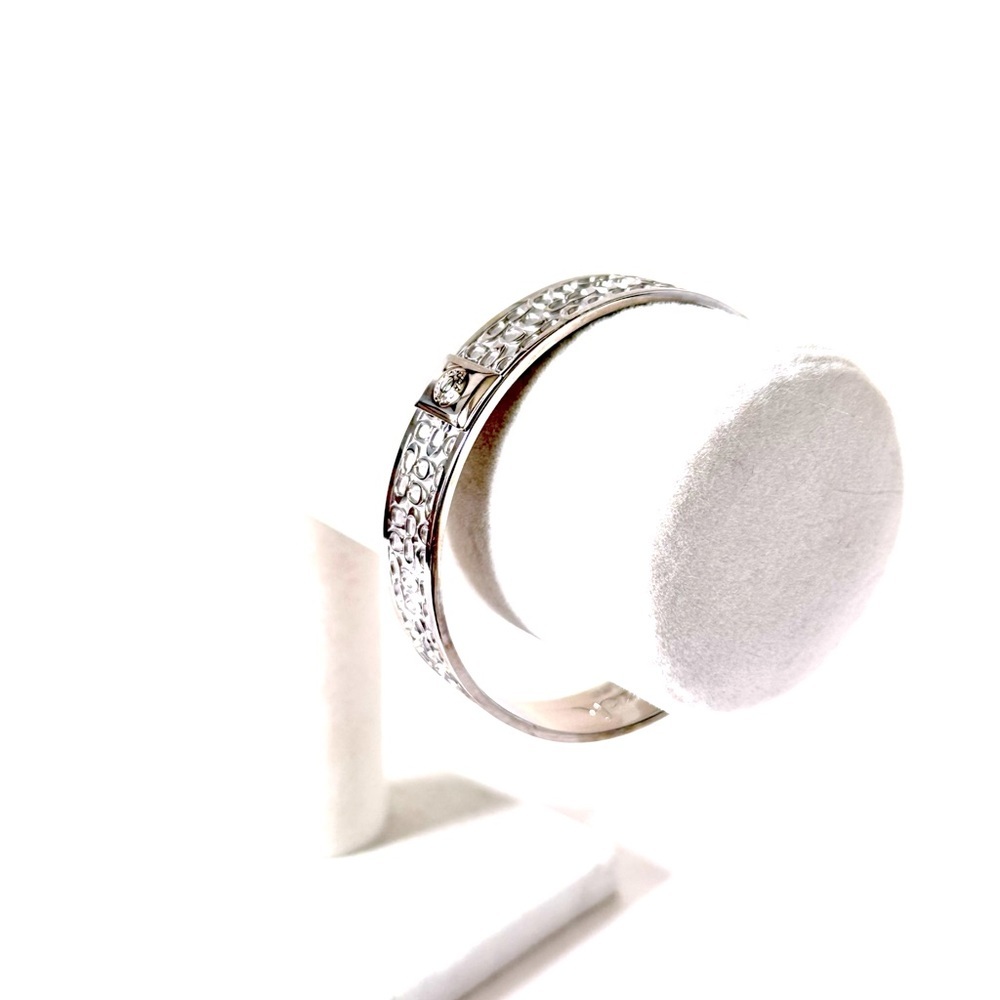 COACH Silver Signature Engraved Logo Bangle NWOT - Picture 10 of 12